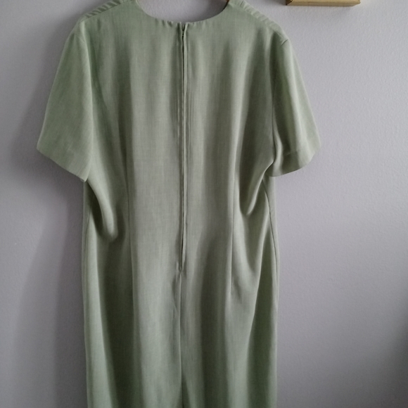 Leslie Fay Maxi dress women short Sleeves zipper Size18 Vintage Green Good Cond - Picture 5 of 6